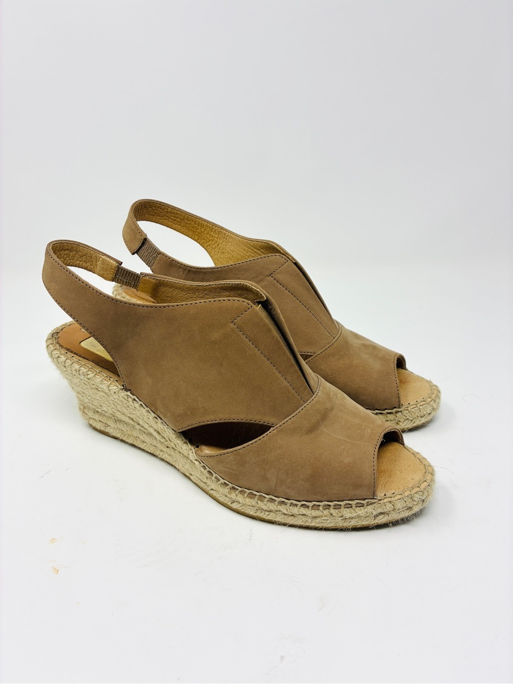 Kanna Women's Tan Espadrille Wedge Sandals - Comfortable Genuine Suede 9.5